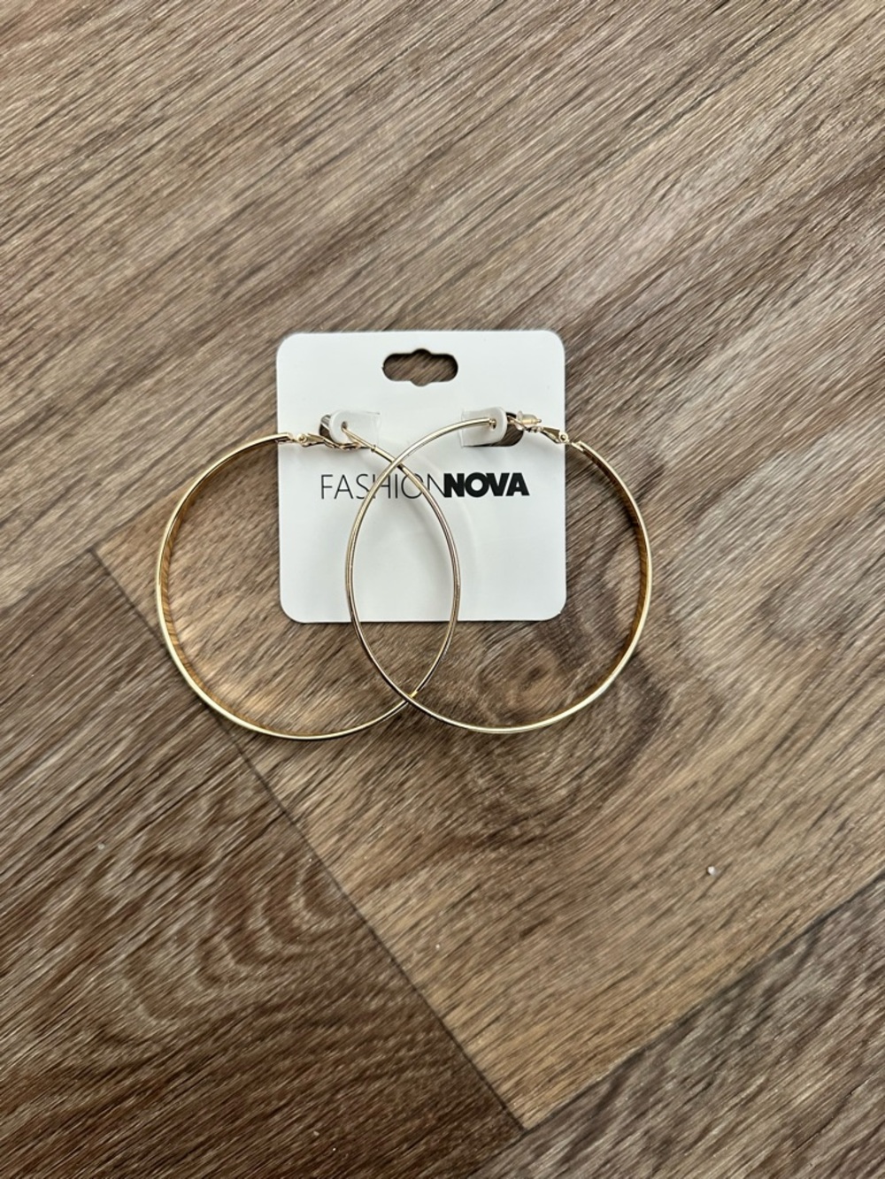 Fashion Nova Gold Hoop Earrings - Slim Metal Circle - Picture 2 of 5